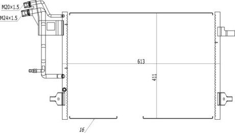 Радіатор кондиціонера VW Passat B5, Audi A4 B5 -00 Hart 605 747