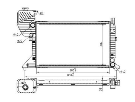 Радиатор двигателя MB Sprinter (96-06) Hart 606 527