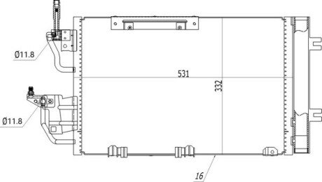 Радіатор кондиціонера Opel Astra H, Zafira 1.3-19CDTI/2.0i 04- Hart 608 407