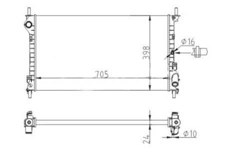 Радіатор двигуна Ford Transit Connect 1.8/1.8TDCi (02-13) (+AC) Hart 611 942