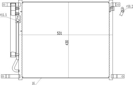 Радиатор кондиционера AVEO-Т255 1,6(08-), Vida(12-)1,5 с ресивером Hart 614 525