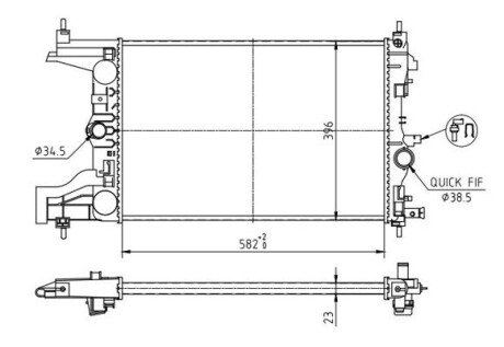 Радіатор двигуна Opel Astra J 1.4-1.6i 09- Hart 623 791