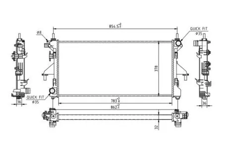 Радиатор двигателя Citroen Jumper, Fiat Ducato, Peugeot Boxer 2.2 HDI 06-(-AC) Hart 637 129