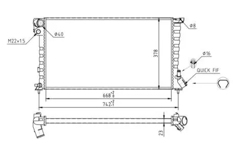 Радиатор двигателя Citroen Berlingo, Peugeot Partner 1.8/1.9D 96- Hart 637 131
