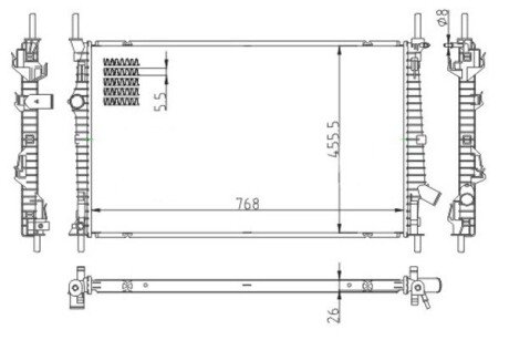 Радіатор двигуна Ford Transit Custom, V363 2.0EcoBlue 15- Hart 643 015