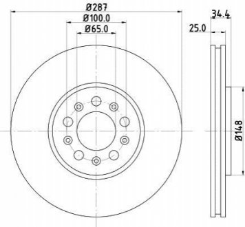 Гальмівний диск з покриттям pro; передня. HELLA 8DD355107611 (фото 1)