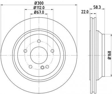 Тормозной диск задн. mercedes-benz w221 2.2d-5.0 10.01-12.13 HELLA 8DD 355 115-391
