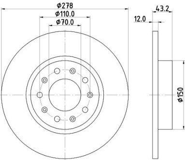 Гальмівний диск зад HELLA 8DD 355 116-671