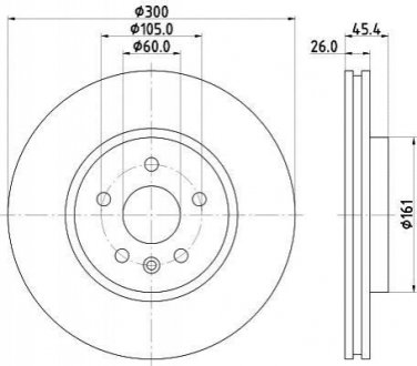 (16") диск тормозной перед. opel astra k 1.0-1.6d 06.15- HELLA 8DD 355 122-851