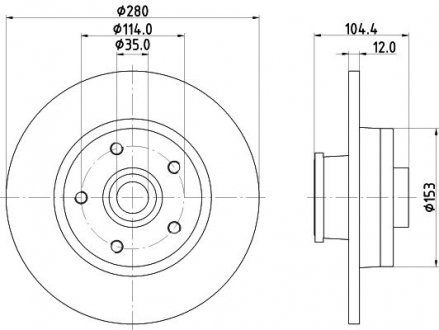 Тормозной диск задний в сборе с подш и кольцом. HELLA 8DD 355 125-281 (фото 1)