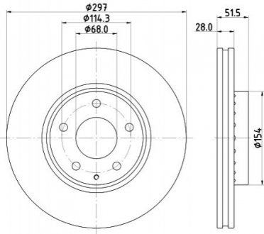 Mazda гальмівний диск передн.mazda 6 12-,cx-5 11- HELLA 8DD 355 126-981