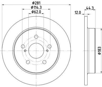 Диск тормозной с покрытием PRO; задн. / Lеxus NX 200 2014> HELLA 8DD355132401 (фото 1)