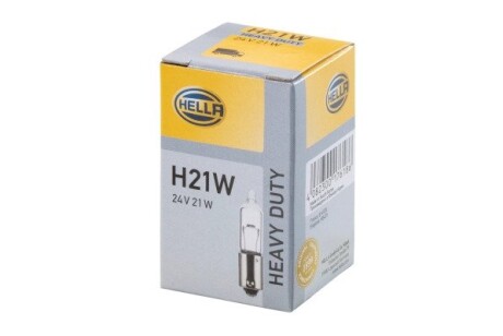 Автолампа behr heavy duty h21w bay9s 21 w прозрачная HELLA 8GH008417012