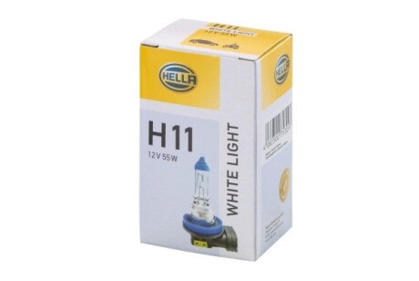 H11 12v 55w лампа розжарювання white light to 300h, up to 4200 kelvin HELLA 8GH 223 498-151 (фото 1)