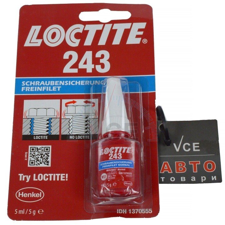 LOCTITE 243 BC 5ML фиксатор резьбы (синий) (средней прочности), макс. диаметр резьбы М36 Henkel 1370555 (фото 1)