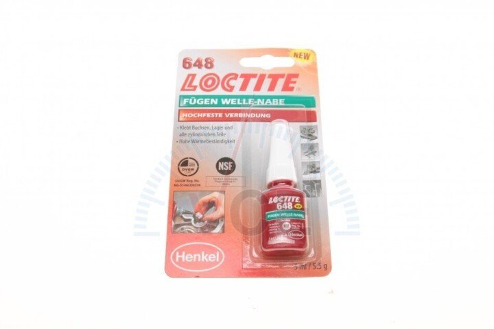 Loctite 648 bc 5мл в/в фиксатор анаэробный вал-втулочный (зеленый) (высокой фиксации)(зазор 0.15) Henkel 1804041 (фото 1)