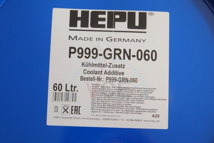 Антифриз (зелений) g11 (60l) (1:1 = -38 °) HEPU P999-GRN-060 (фото 1)