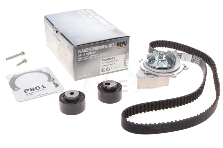 Водяной насос + комплект зубчатого ремня HEPU PK08014 (фото 1)