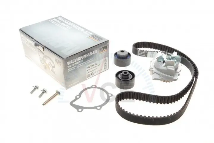 Фото 1 - Водяной насос + комплект зубчатого ремня HEPU PK08412 Водяной насос + комплект зубчатого ремня HEPU PK08412 (фото 1)