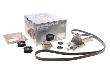 Водяний насос + комплект потічкових ременів HEPU PK15380