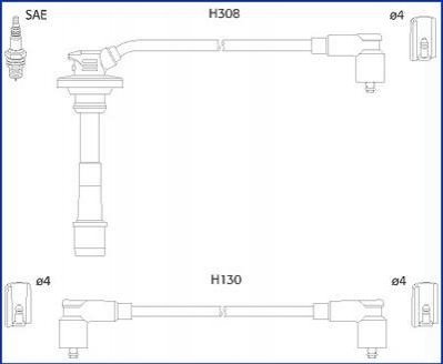 Toyota комплект высоковольтных проводов avensis 1,6-00, carina 1,6-97 HITACHI 134562