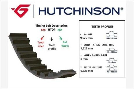 Ремінь ГРМ HUTCHINSON 131HTDP20