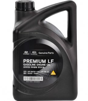 Олива моторна Premium LF Gasoline 5W20 4л Kia/Hyundai/MOBIS 05100-00451 (фото 1)