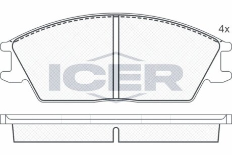 Гальмівні колодки (передні) hyundai pony/s coupe -96 (akebono) ICER 180616