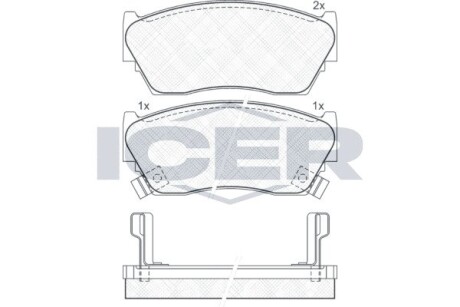 Тормозные колодки (передние) nissan sunny ii/iii 1.4-1.6/2.0d 88-95 (sumitomo) ICER 180882 (фото 1)