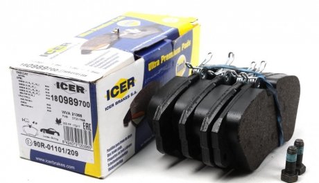 Комплект тормозных колодок, дисковый тормоз ICER 180989-700 (фото 1)