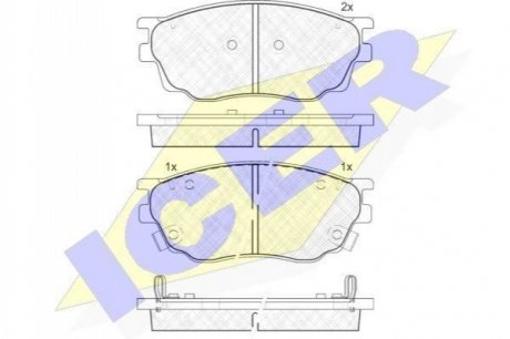 Комплект тормозных колодок, дисковый тормоз ICER 181542 (фото 1)