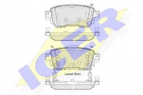 Комплект тормозных колодок, дисковый тормоз ICER 182188 (фото 1)