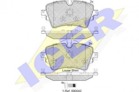 Колодки тормозные (передние) bmw 1 (f52)/x2 (f39) 17-/2 (f44-f46)/x1 (f48)/mini 13-/3 (f30/f80) 11- ICER 182211