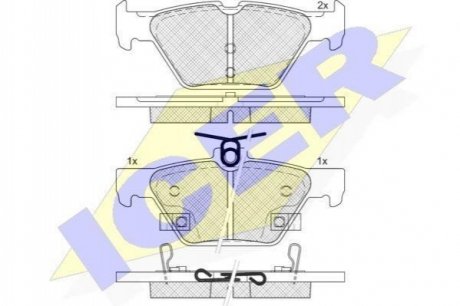 Комплект тормозных колодок, дисковый тормоз ICER 182242