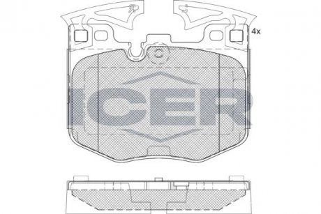 Гальмівні колодки (передні) bmw 3 (g20) 18-/5 (g30/f90)/7 (g11/g12) 15- (brembo) ICER 182280 (фото 1)