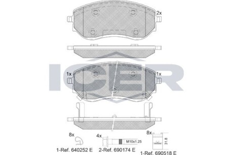 Колодки тормозные (передние) MB X-class (470) 17-/Nissan Navara/NP300 14- ICER 182342