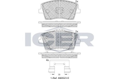 Гальмівні колодки (передні) volvo xc40 17- ICER 182354