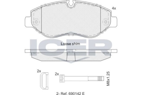 Колодки тормозные (передние) MB Sprintеr (906,907,910)/VW сrаftеr 06-/MB Vito (W639) 03-/(W447) 14- ICER LM1786