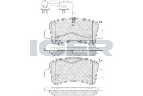 Колодки тормозные (задние) Renault Master III/Opel Movano B/Nissan NV400 10- (+датчик)(однокаточный) ICER LM2001