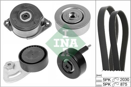 Комплект ремня генератора land rover freelander 2.0 td4 4x4 00-06 (5pk875/5pk2030) INA 529 0253 10