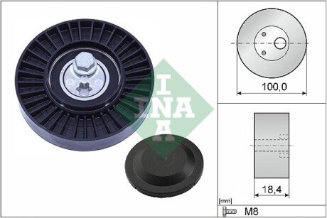 Ролик генератора аudi а4/а6/VW Touаrеg 3.0 TSI 17- (натяжний) (100x18.4) INA 531 0966 10 (фото 1)