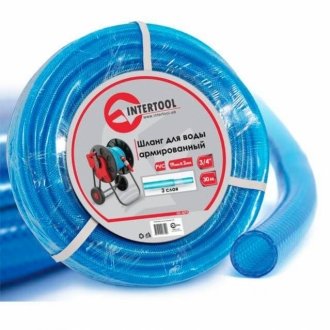 Шланг для воды трехслойный, синий, 3/4", 30 м, армированный, pvc Intertool GE-4075