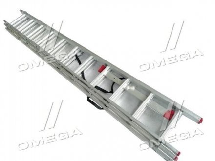Лестница из алюминия, 3-секционная, универсальная, раскладная, 3*11 сход., 6.7 м Intertool LT-0311