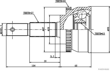 К-т шарнірний приводного валу JAKOPARTS J2821144