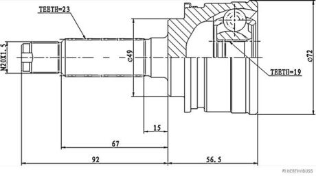 Шарнирный комплект, приводной вал JAKOPARTS J2828002