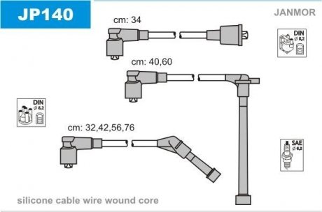 Комплект проводов высокого напряжения JANMOR JP140