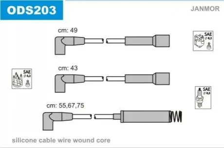 Комплект проводів запалювання JANMOR ODS203
