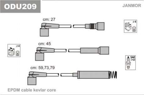 Кабель запалювання v(a) 14nv 16sv corsa a, b 1.2 JANMOR ODU209