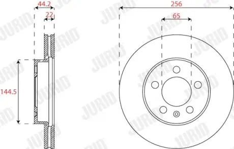 Гальмівний диск передній audi a1/vw polo/seat ibiza/skoda fabia, kamiq, skala JURID 563227JC
