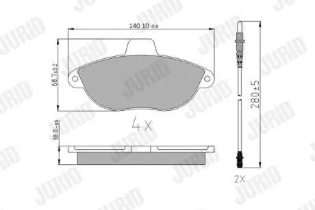 Колодки тормозные передние jumpy 96- JURID 571843J